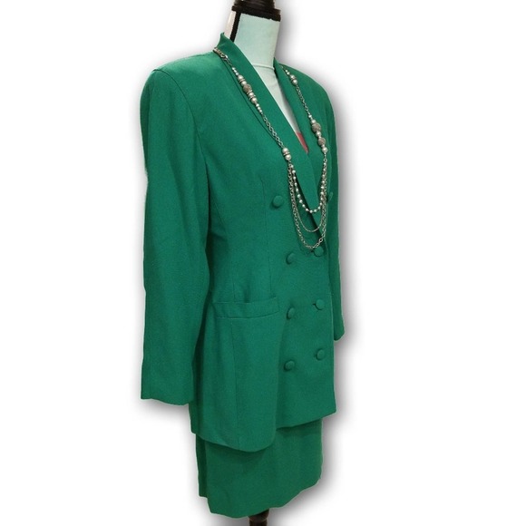 Casual Corner Vintage 70s Skirt Suit Green Size 10 - Picture 3 of 16